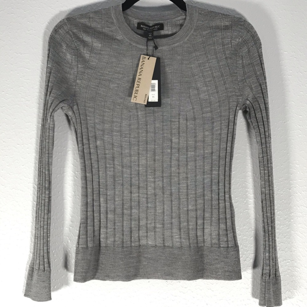 Light grey ribbed petite sweater